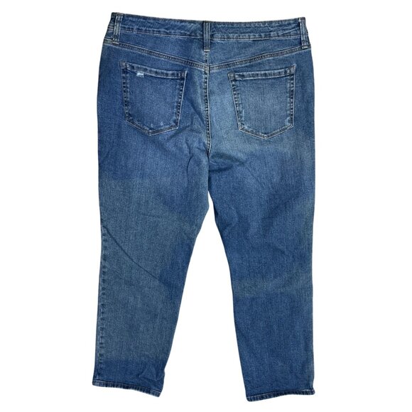 Style & Co Boyfriend Jeans Distressed Size 14 Medium Wash Stretch - Picture 2 of 9